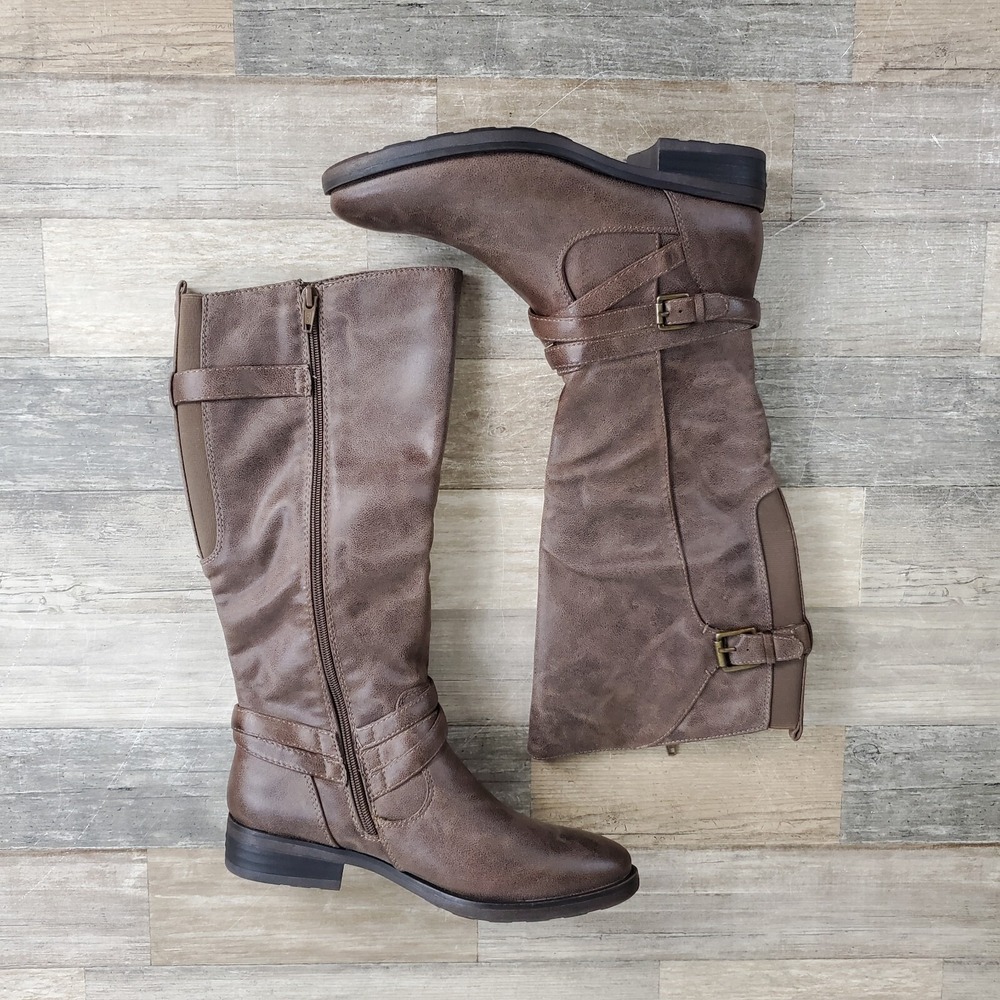 BareTraps Womens Alysha Faux Leather Faded Mid Calf Boots‎ Sz 9.5 NWOB